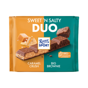 Ritter Sport DUO Sweet'n Salty Caramel Crush / Big Brownie, 218 Gramm